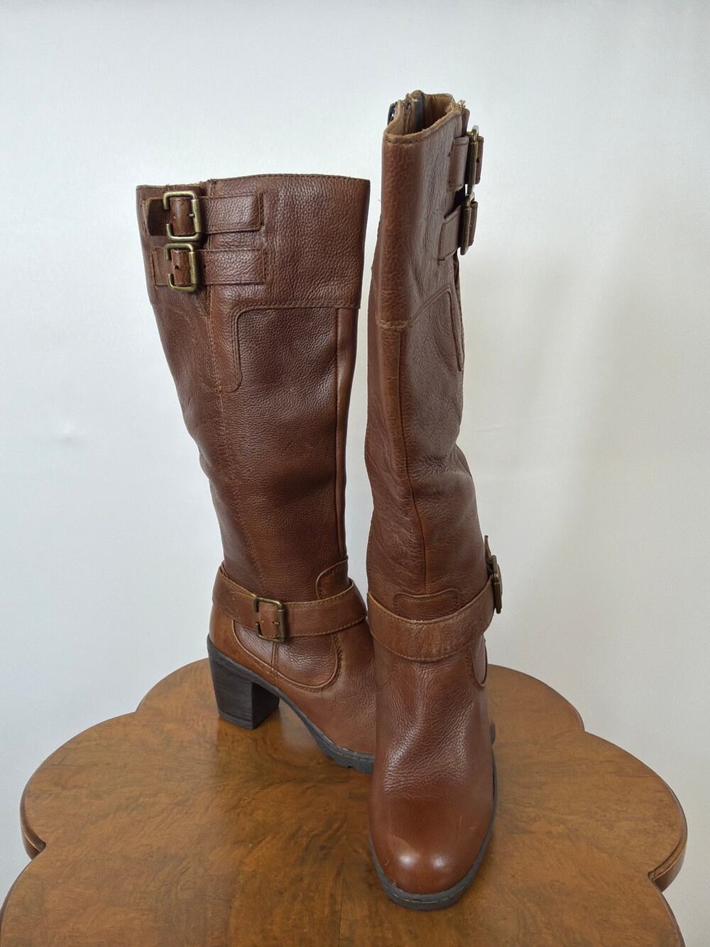 B.O.C by Born Brown Buckle Zip Up Heeled Boots Size 8.5MW